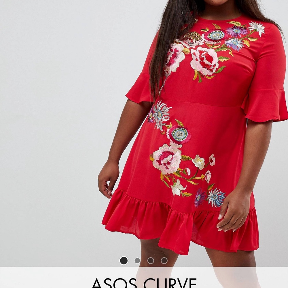 Red embroidered dress